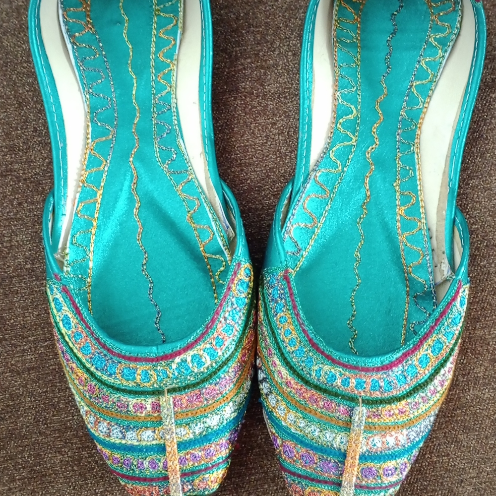 Embroidered Teal Women's Shoes